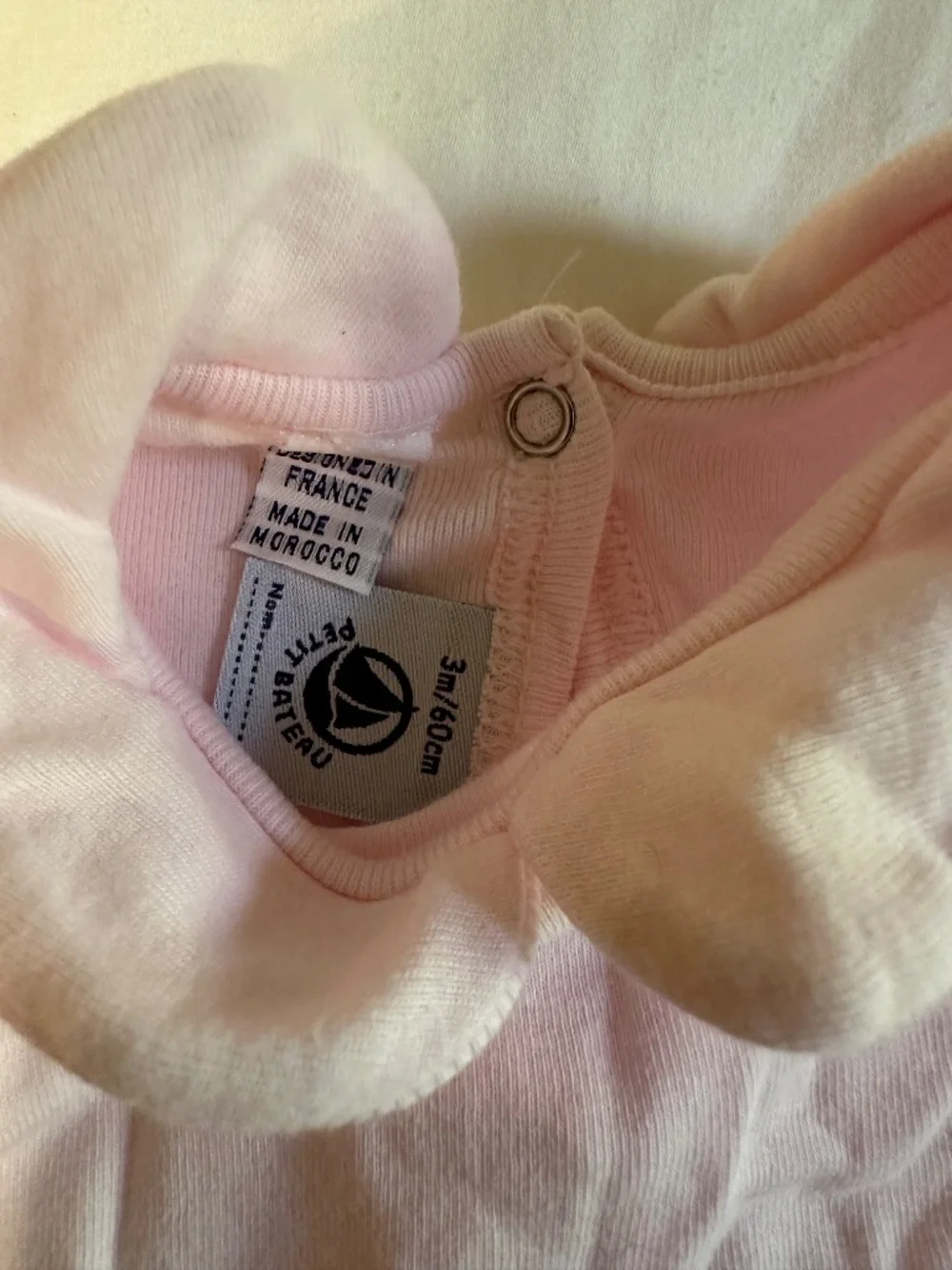 Petit Bateau Pink Collar Bodysuit 3M / 60cm